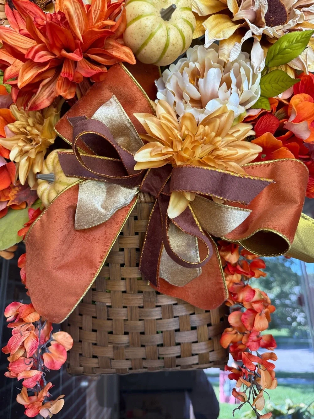 New Handmade Fall Basket Wreath